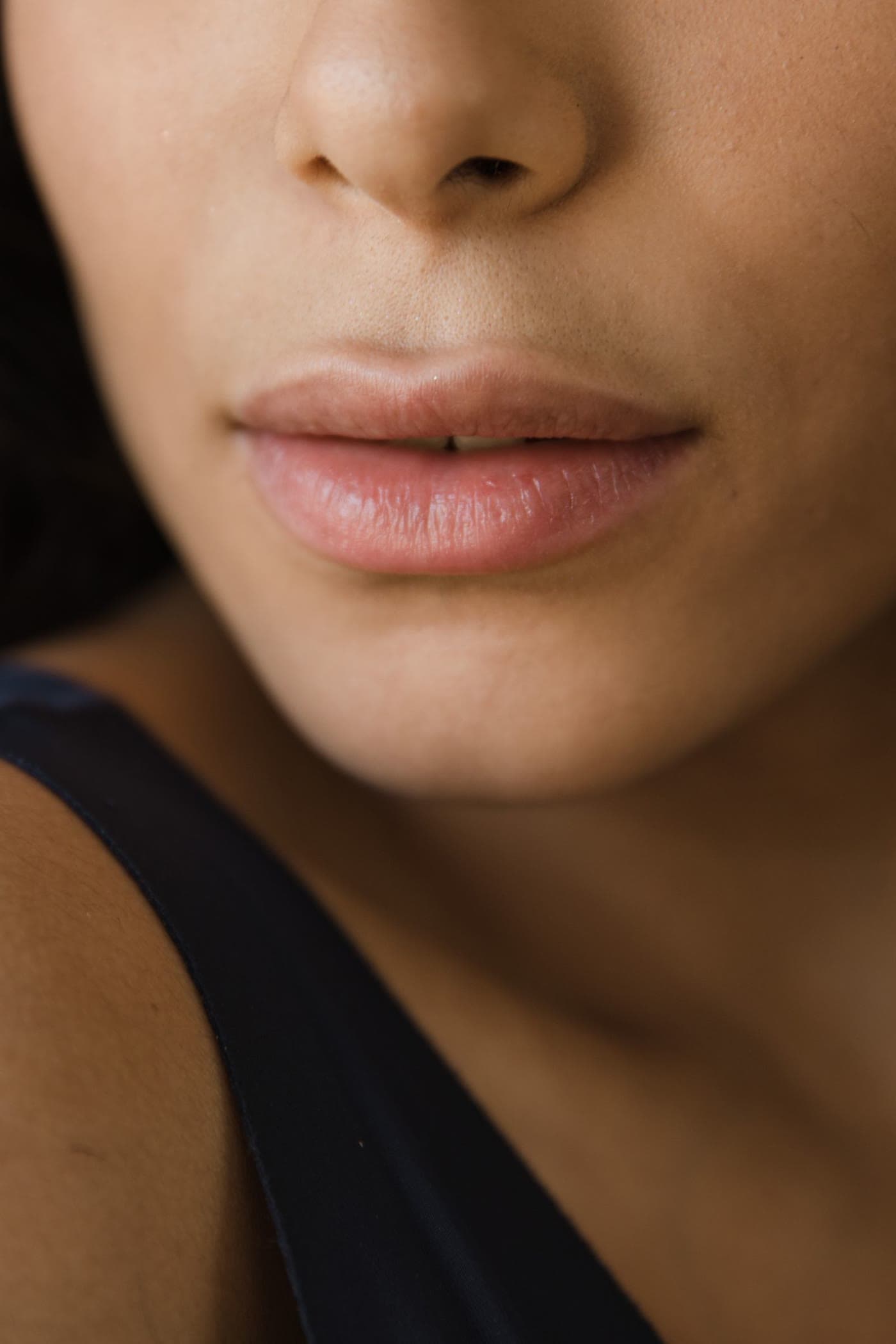 Close-up of soft, natural-toned lips