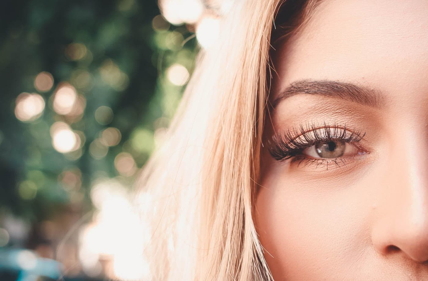 Close-up of long, well-maintained eyelashes